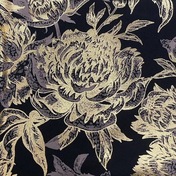 NWT Surroundings Moonstruck Black Metallic Gold Floral Pants size 6 full length - Picture 9 of 10